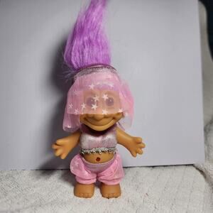 "BELLY DANCER" Troll doll. Pink Veil, light purple hair